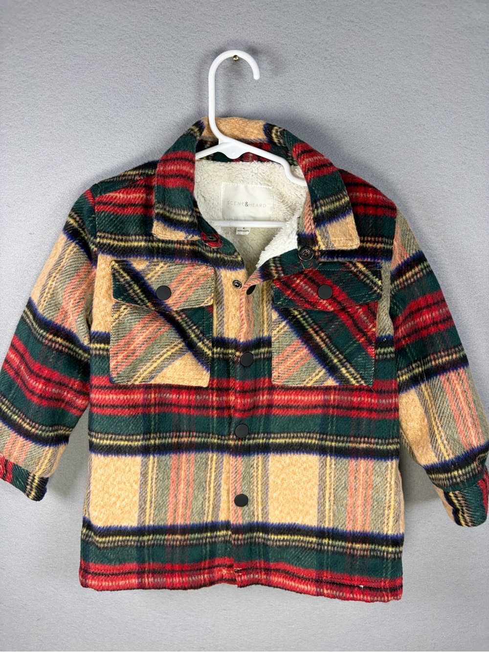 Plaid Sherpa-Lined Kids Button-Down Jacket - Multi